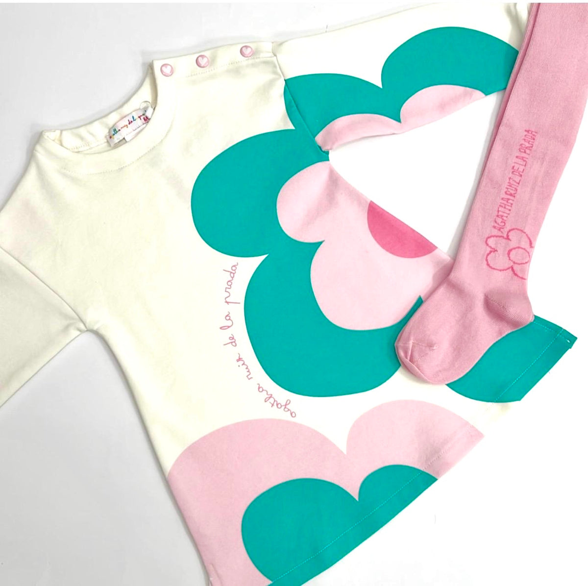 Agatha Ruiz De La Prada Baby Girls Multicoloured Floral Dress With Tights