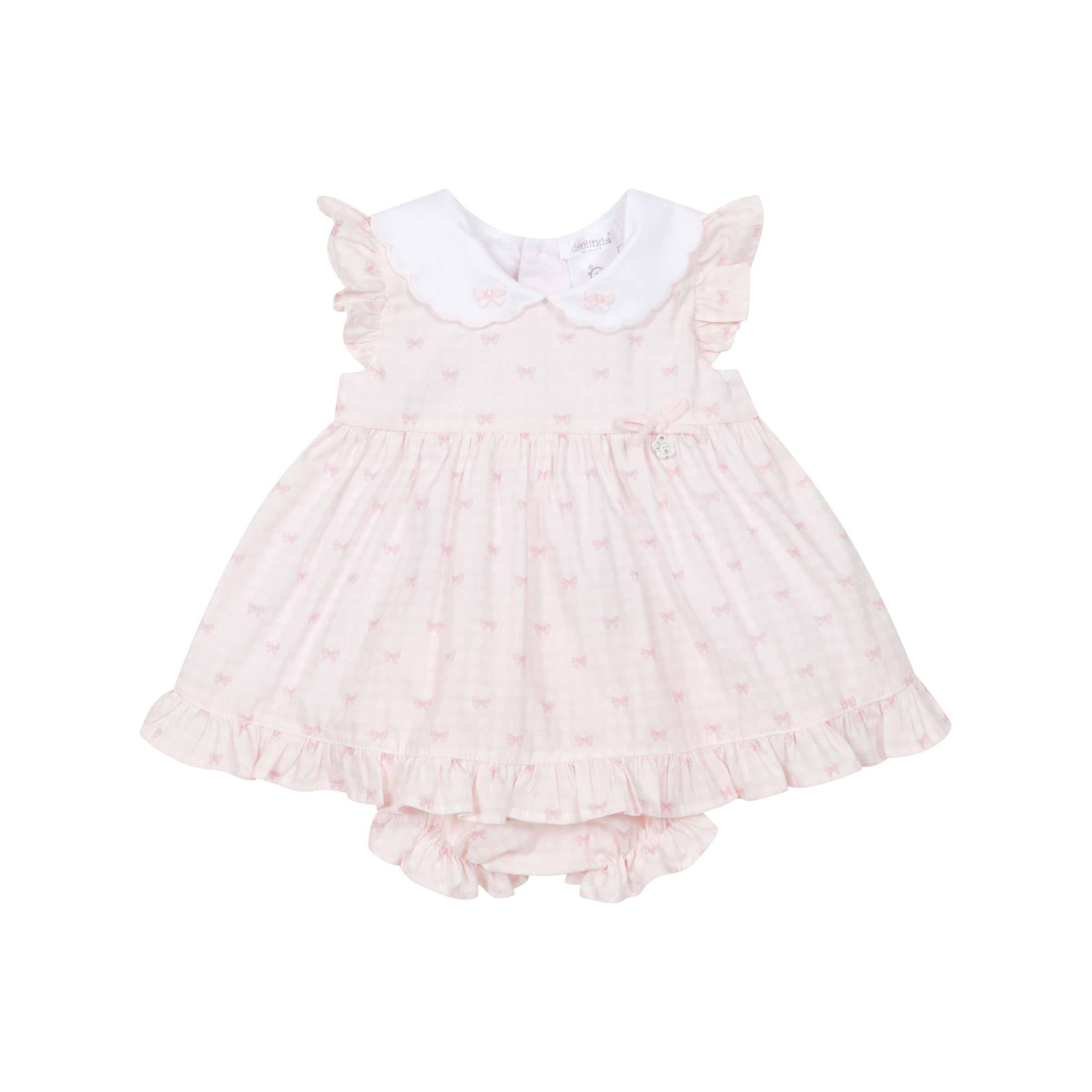 SS26 Deolinda Pink & White Checked Bows Dress & Knickers Set