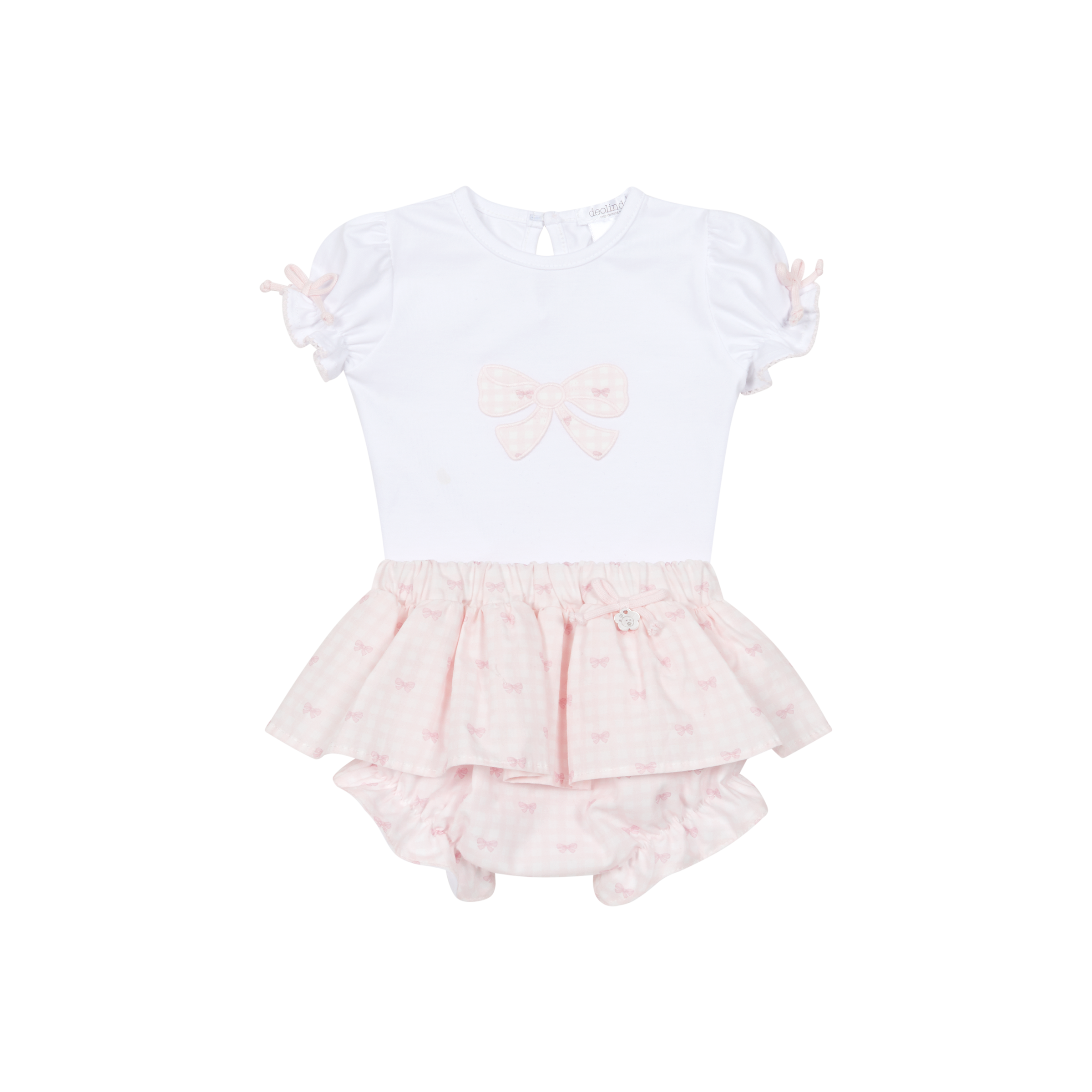 SS26 Deolinda Pink & White Checked Bows Jam Pants Set