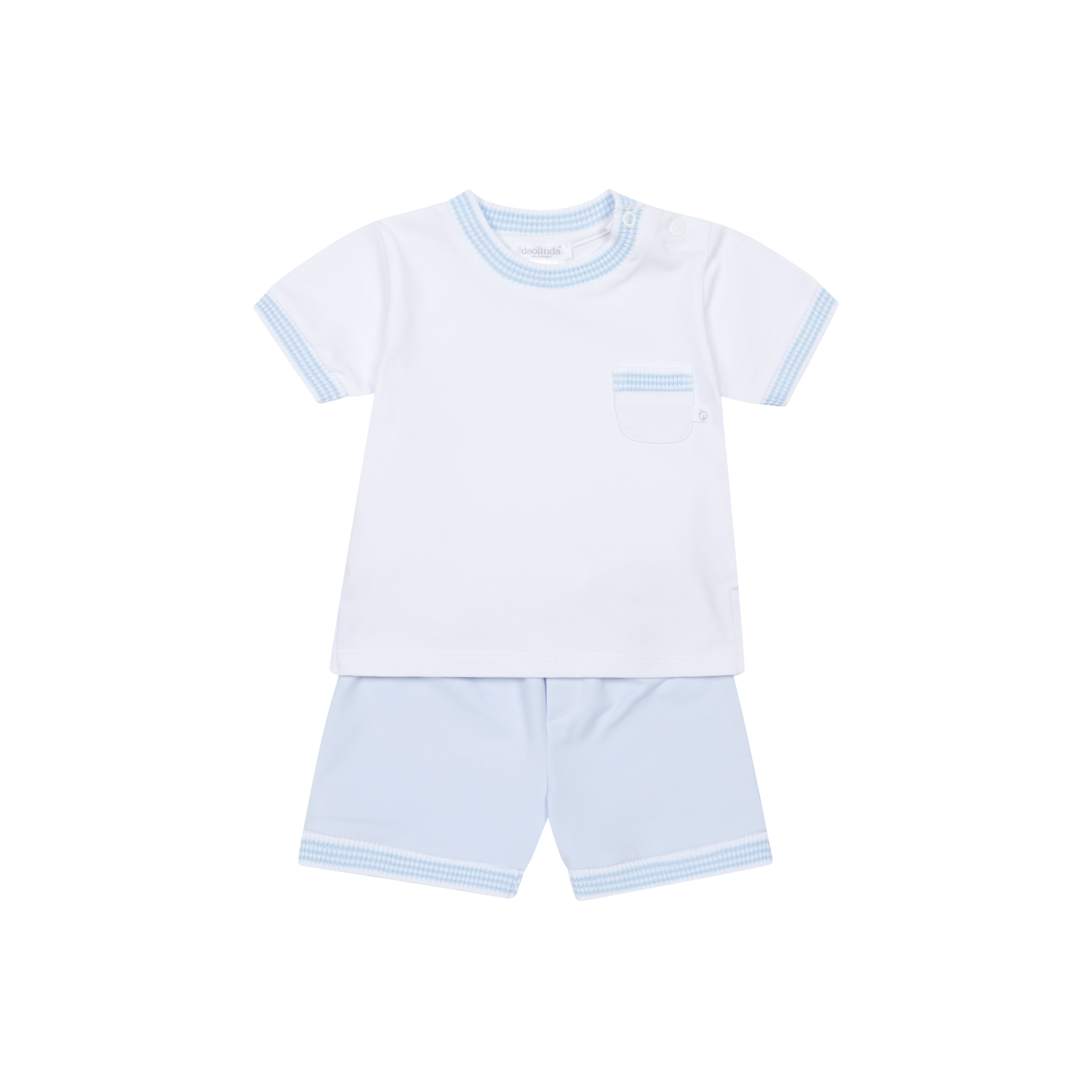 SS26 Deolinda Pale Blue & White Pocket Shorts Set