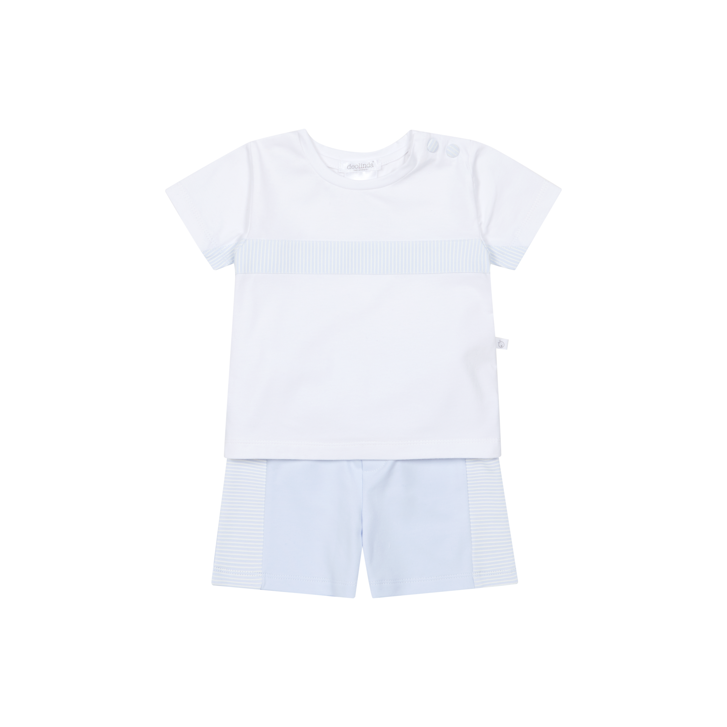 SS26 Deolinda Pale Blue & White Striped Shorts Set