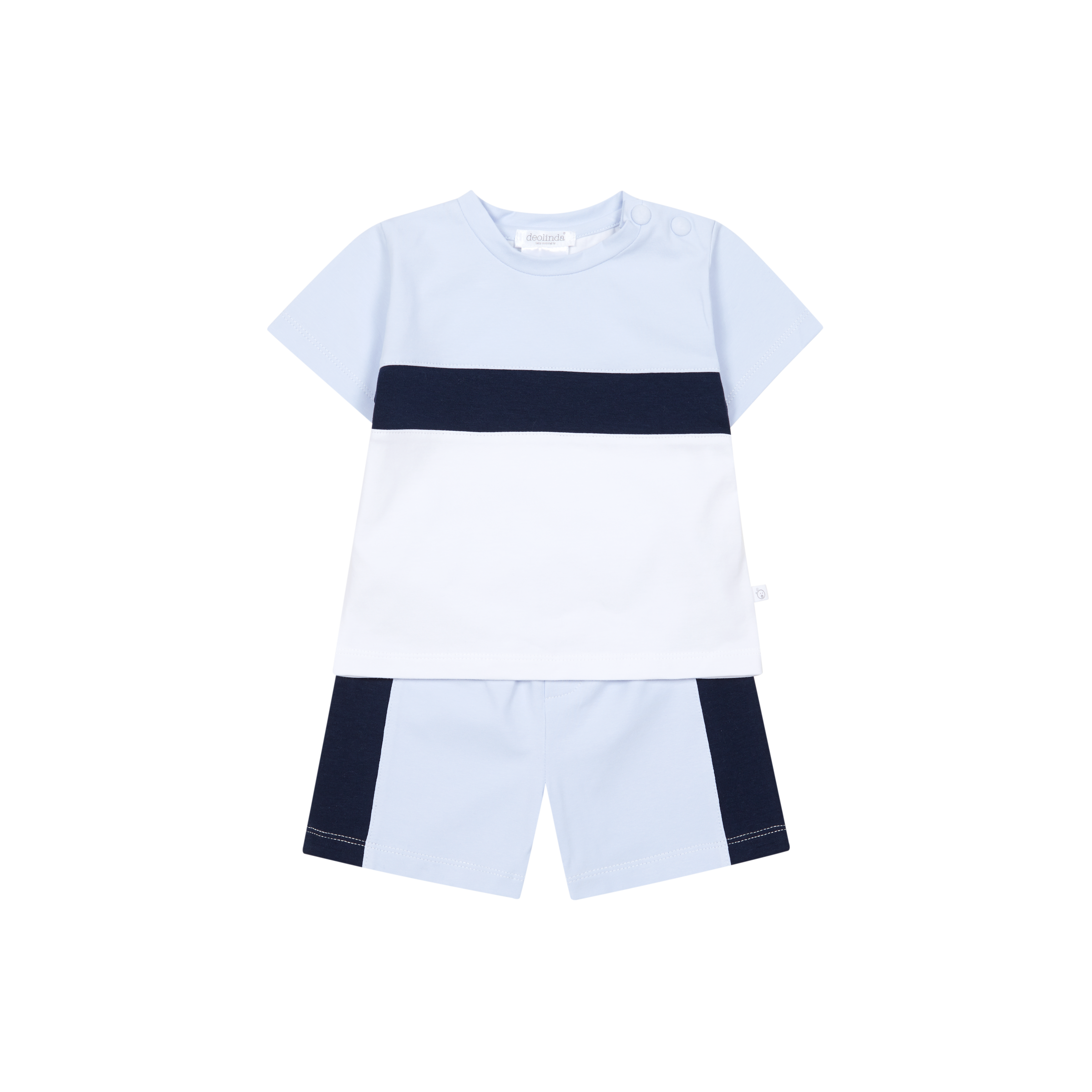 SS26 Deolinda Navy Pale Blue & White Striped Shorts Set