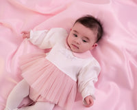 AW25 Little A KIMBERLY Pink & White Tulle Logo Romper