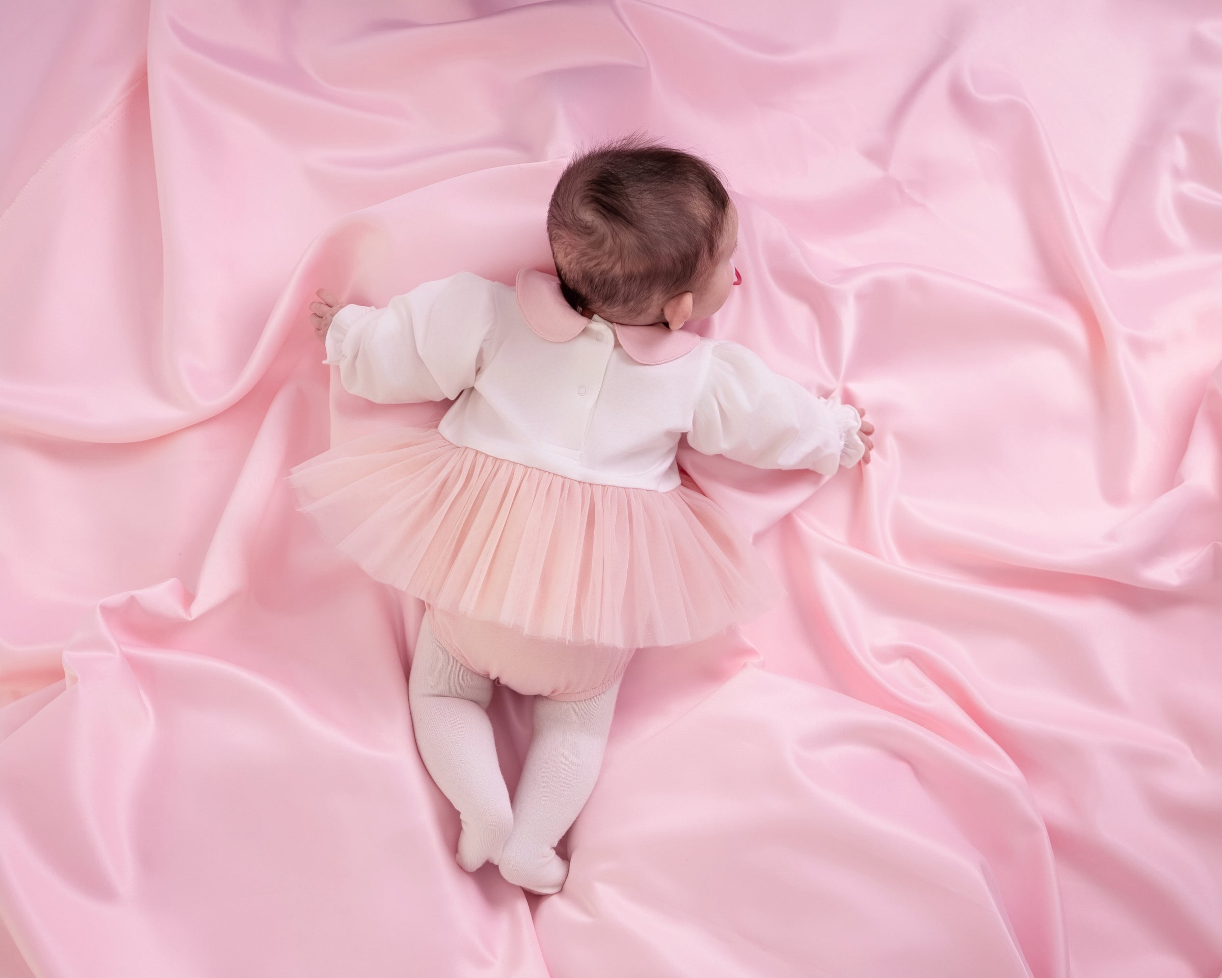 AW25 Little A KIMBERLY Pink & White Tulle Logo Romper