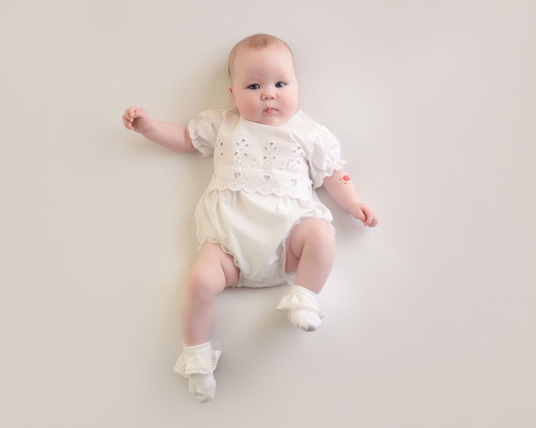 Little A JOLY Bright White Broderie Anglaise Romper
