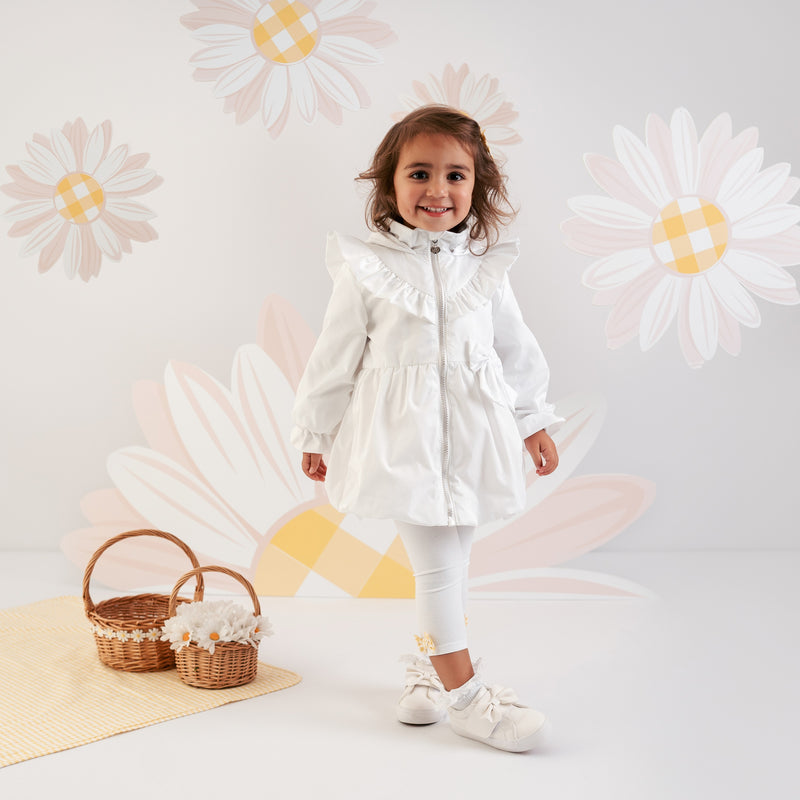 SS25 Little A BOBBIE White Bow Frill Hooded Jacket