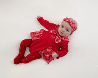 PREORDER AW25 Little A KACEY Red Check Logo Frill Romper