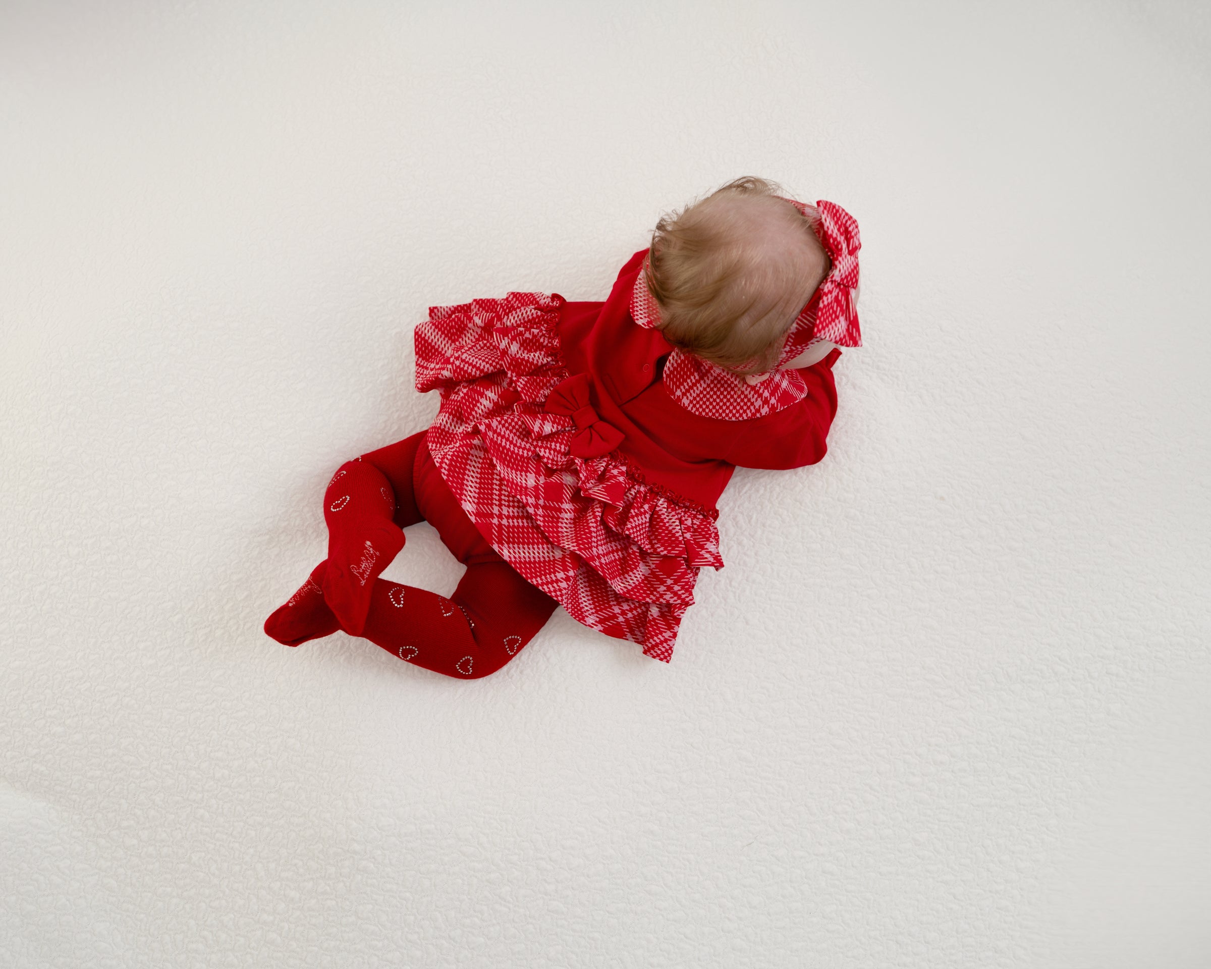 PREORDER AW25 Little A KACEY Red Check Logo Frill Romper