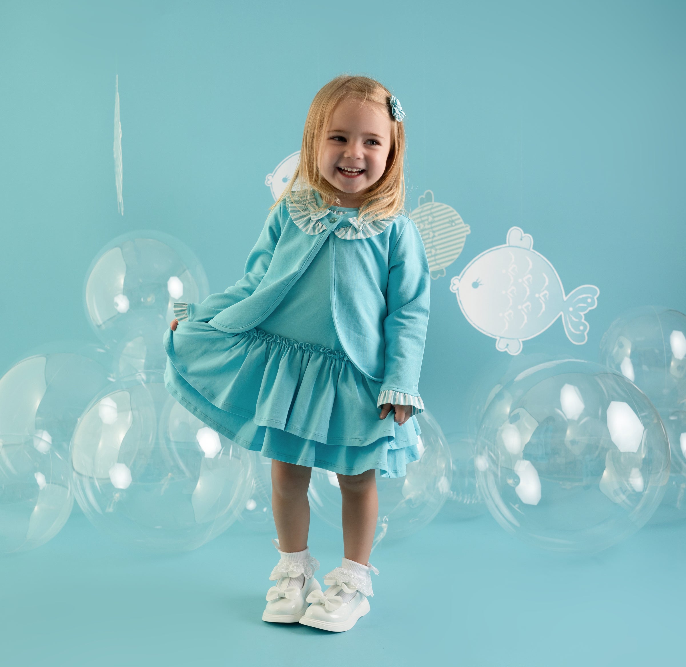 Little A KALY Aqua Jersey Cardigan