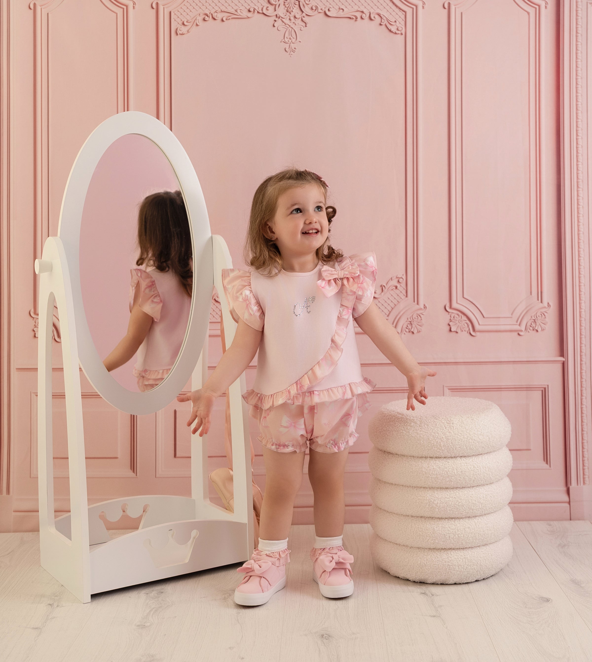 PREORDER SS26 Little A OCEAN Pink Bow Print Jam Pants Set