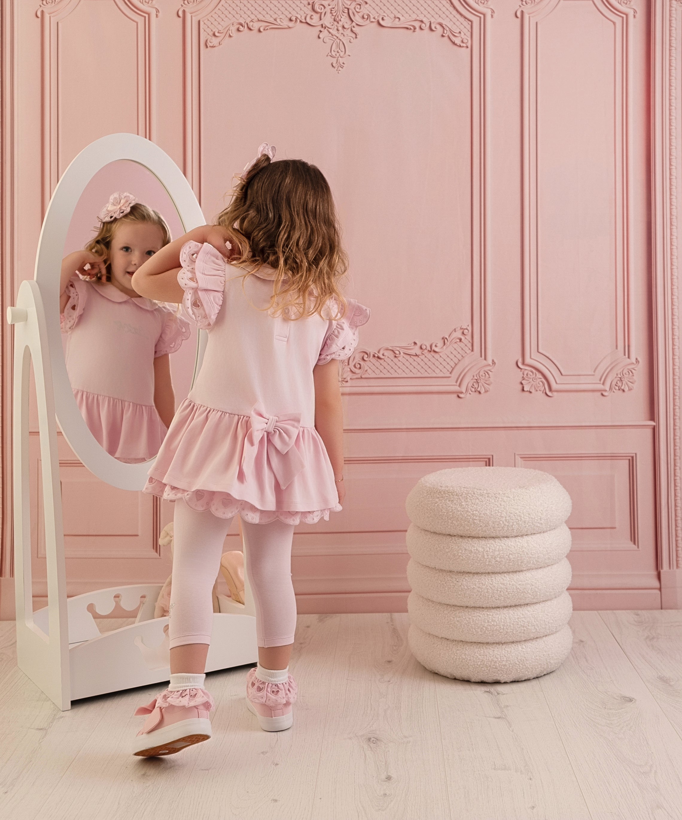 PREORDER SS26 Little A ORELLIA Pink Broderie Anglaise Leggings Set