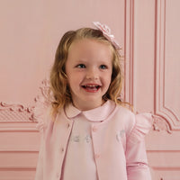PREORDER SS26 Little A OLIVIA Pink Logo Frill Cardigan