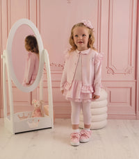 PREORDER SS26 Little A OLIVIA Pink Logo Frill Cardigan