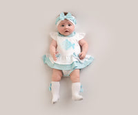 Little A KIRSTY Bright White Striped Fish Romper