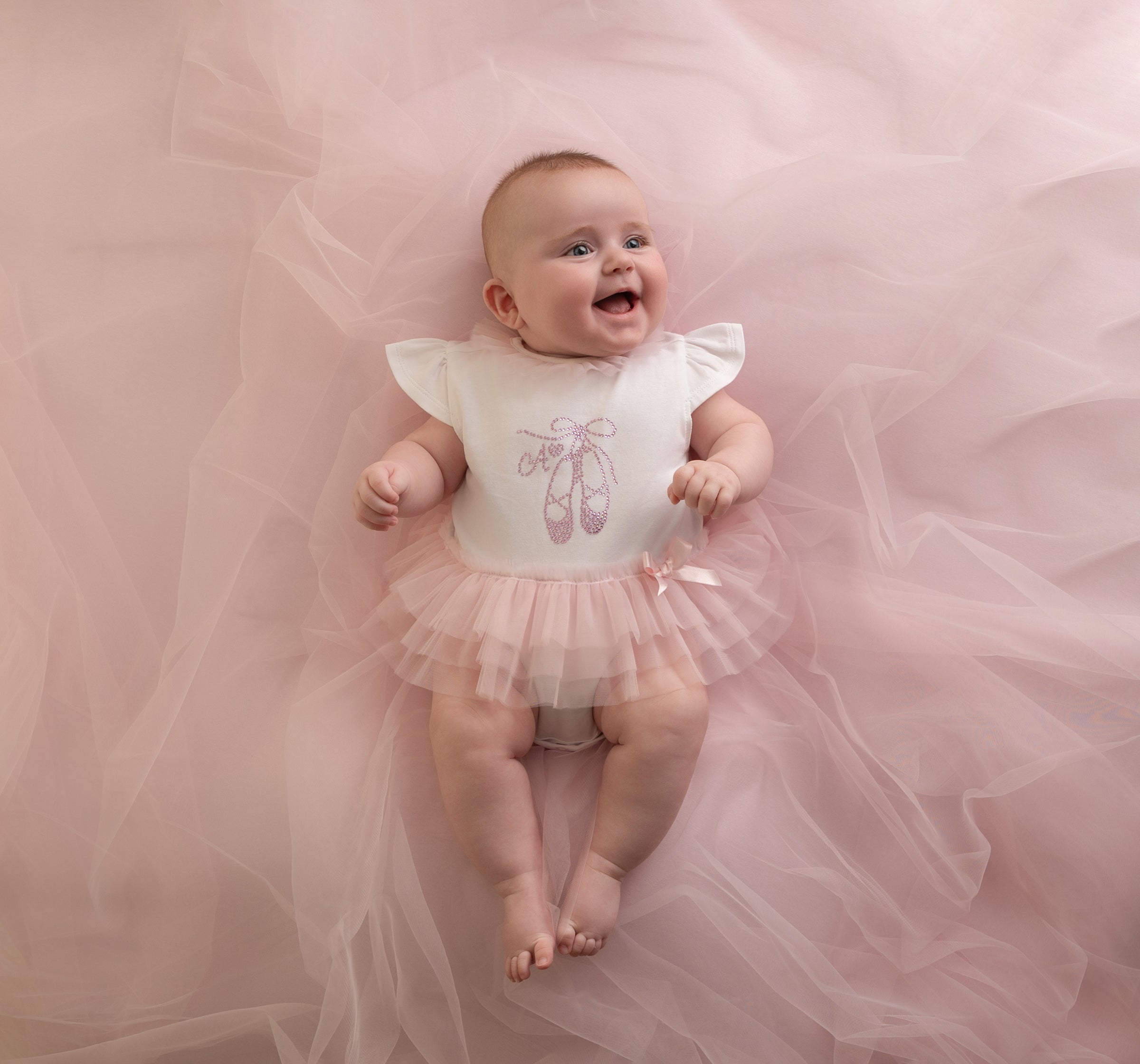PREORDER SS26 Little A OCTAVIA White & Pink Ballet Shoes Tulle Romper