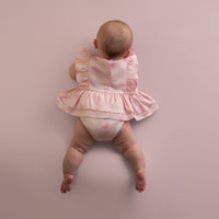 PREORDER SS26 Little A ODESSA Pink Bow Print Romper