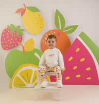 PREORDER SS26 Little A POLLY White Multicoloured Fruit Print Leggings Set