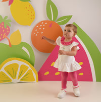 PREORDER SS26 Little A PHOEBE White & Pink Cherry Logo Leggings Set