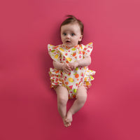PREORDER SS26 Little A PALOMA White Multicoloured Fruit Print Romper