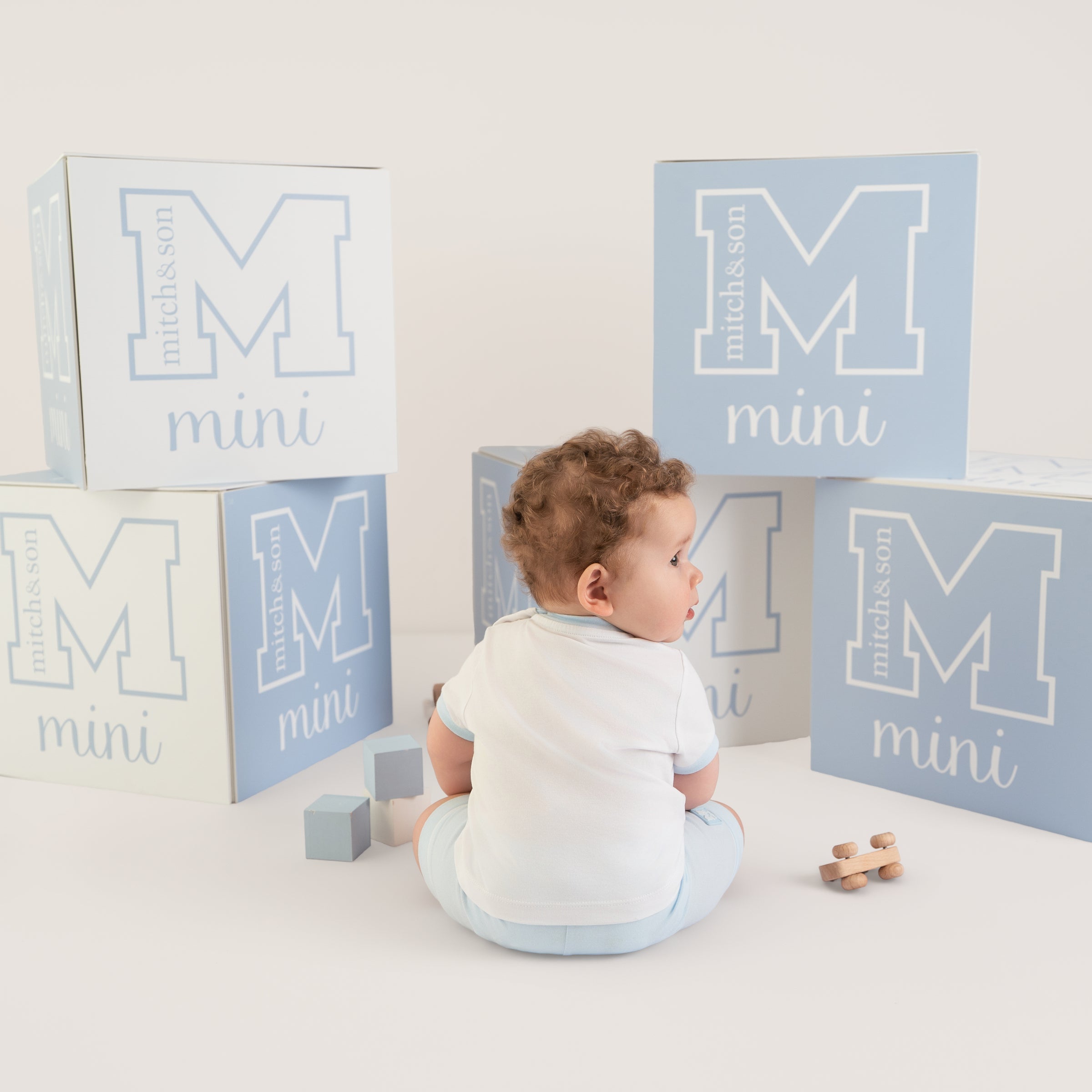 PREORDER SS26 Mitch & Son Mini NICO Blue & White Logo Shorts Set