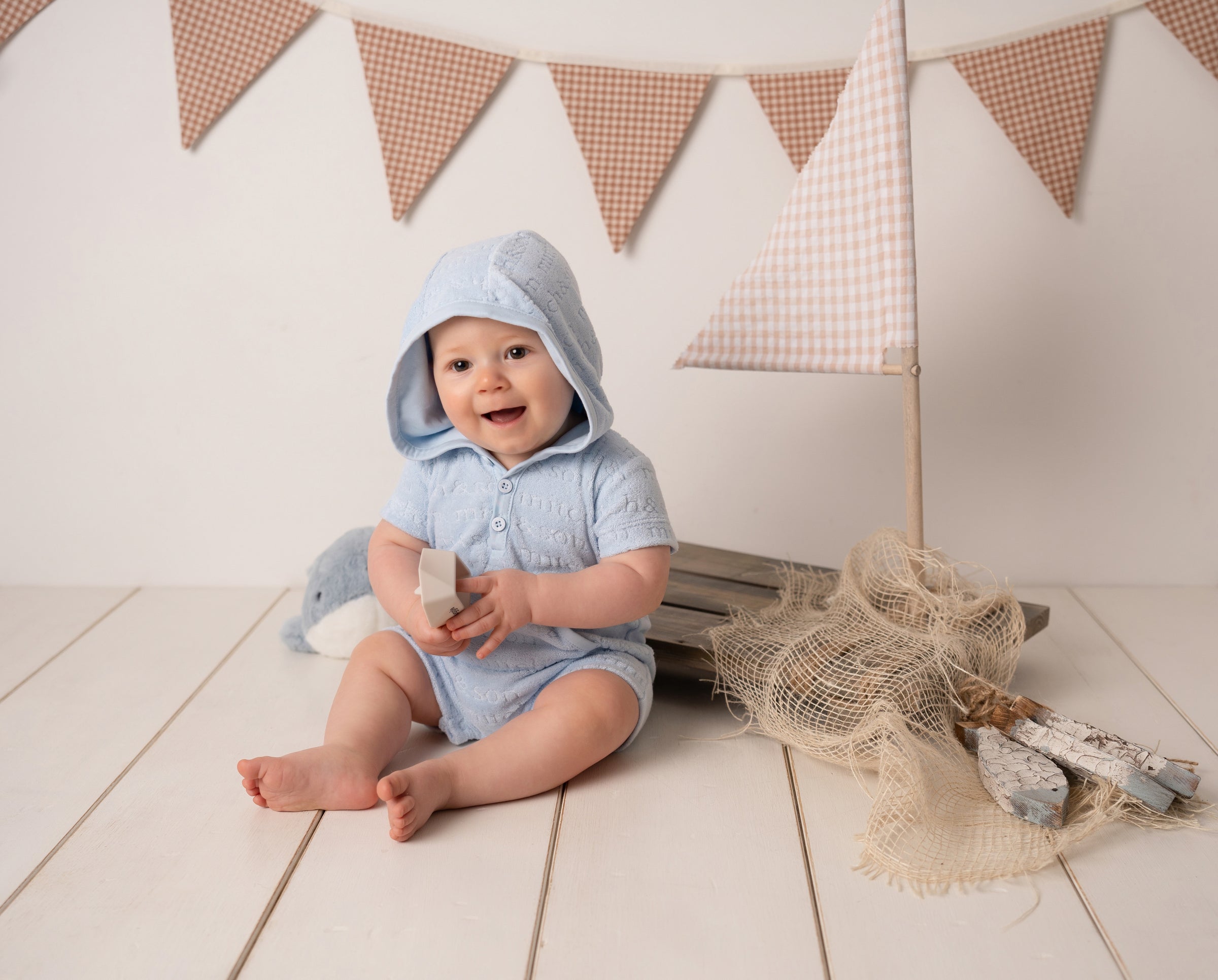 Mitch & Son Mini SANTIAGO Sky Blue Terry Towelling Romper