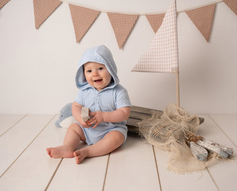 Mitch & Son Mini SANTIAGO Sky Blue Terry Towelling Romper