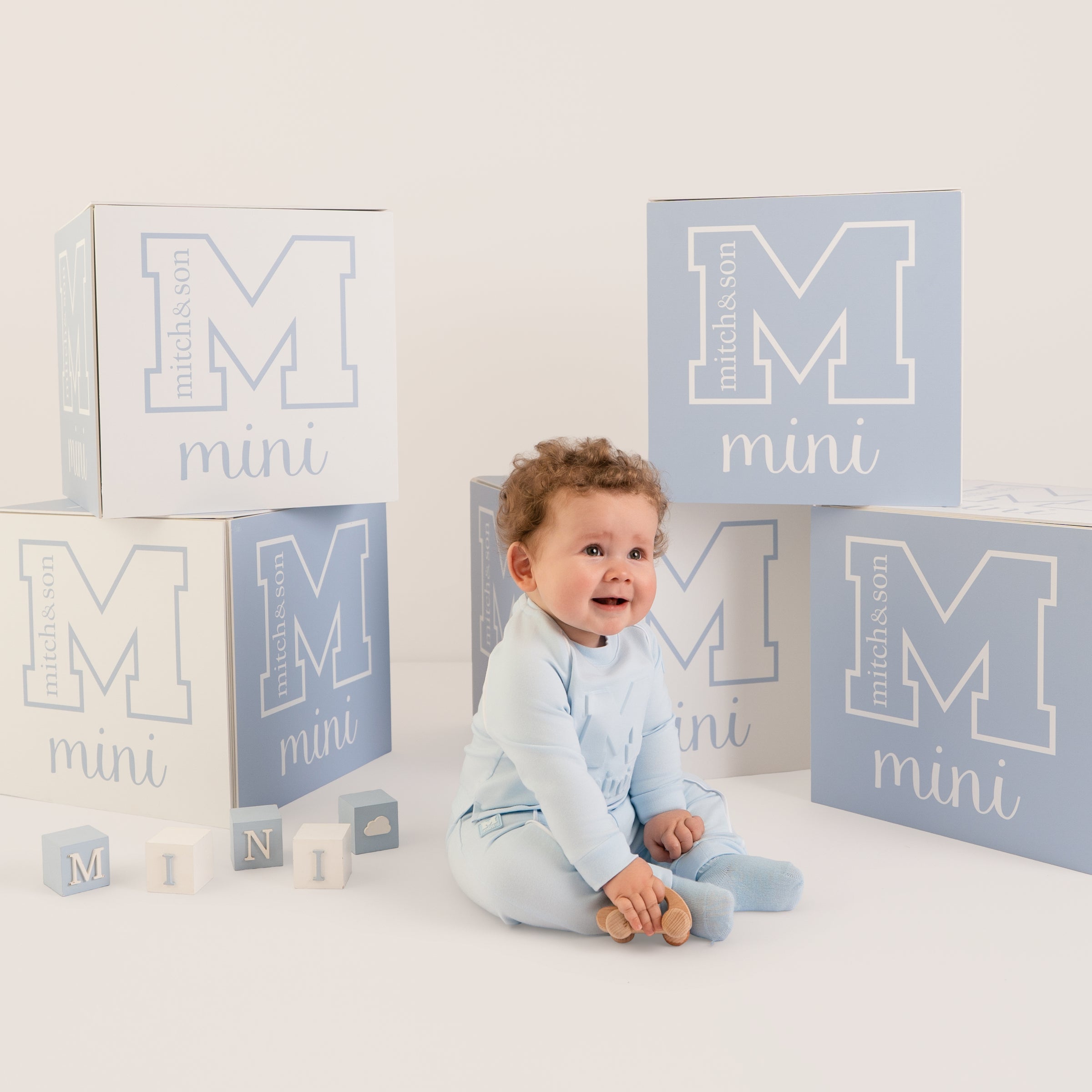 PREORDER SS26 Mitch & Son Mini NICK Blue & White Piping Logo Tracksuit