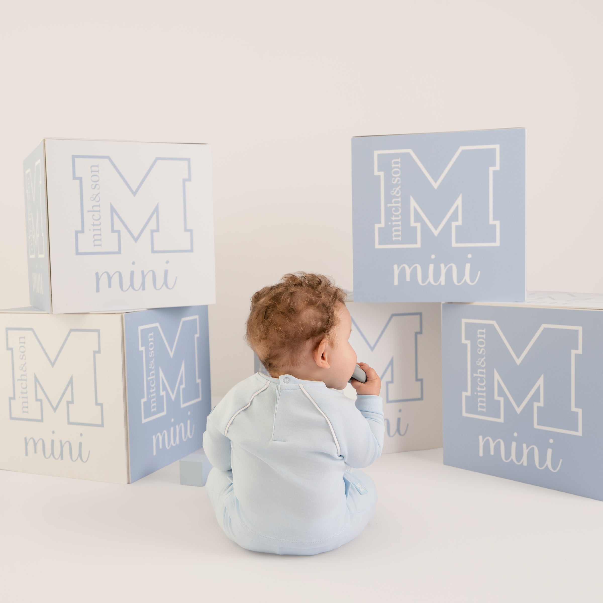 PREORDER SS26 Mitch & Son Mini NICK Blue & White Piping Logo Tracksuit
