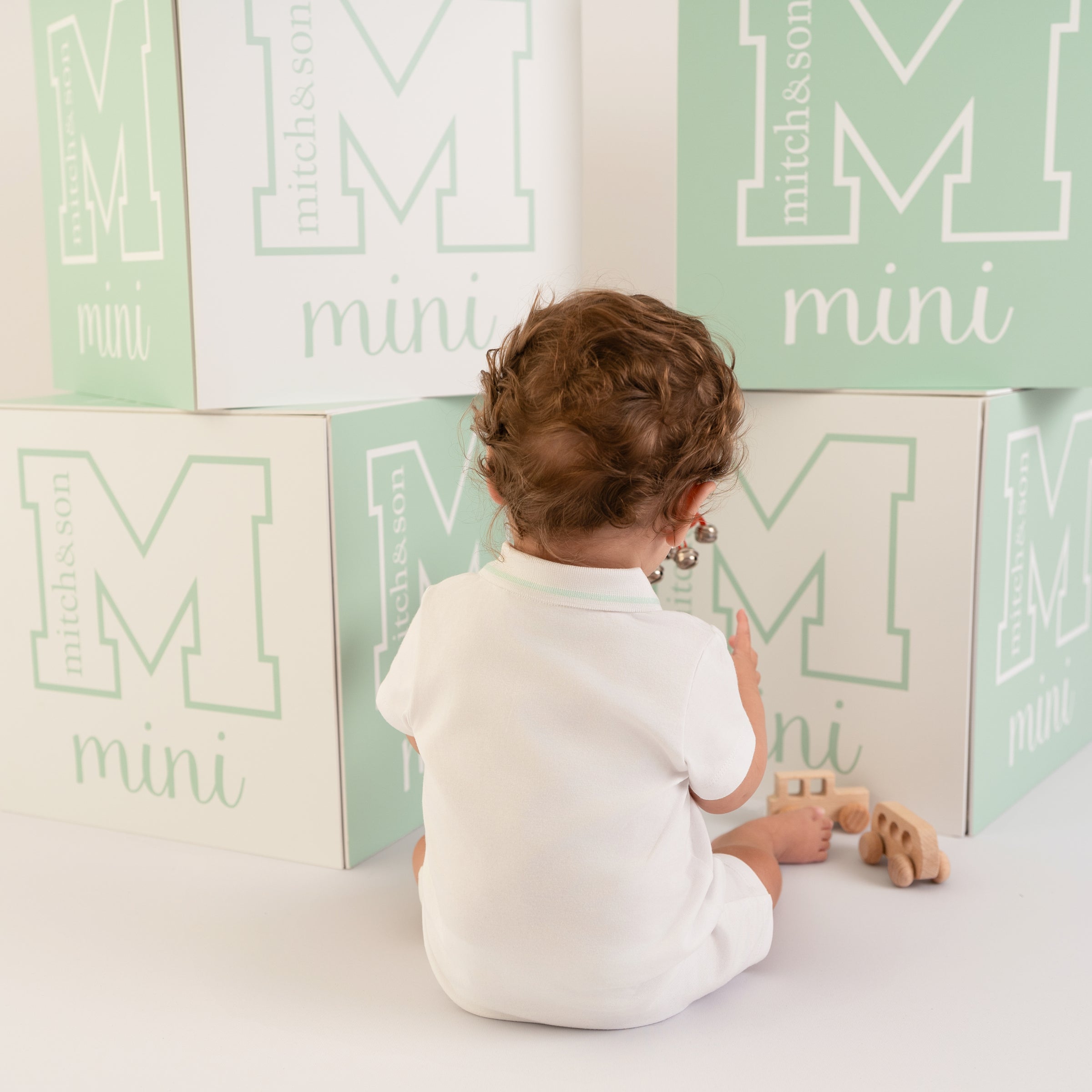 PREORDER SS26 Mitch & Son Mini NASH White & Green Polo Romper