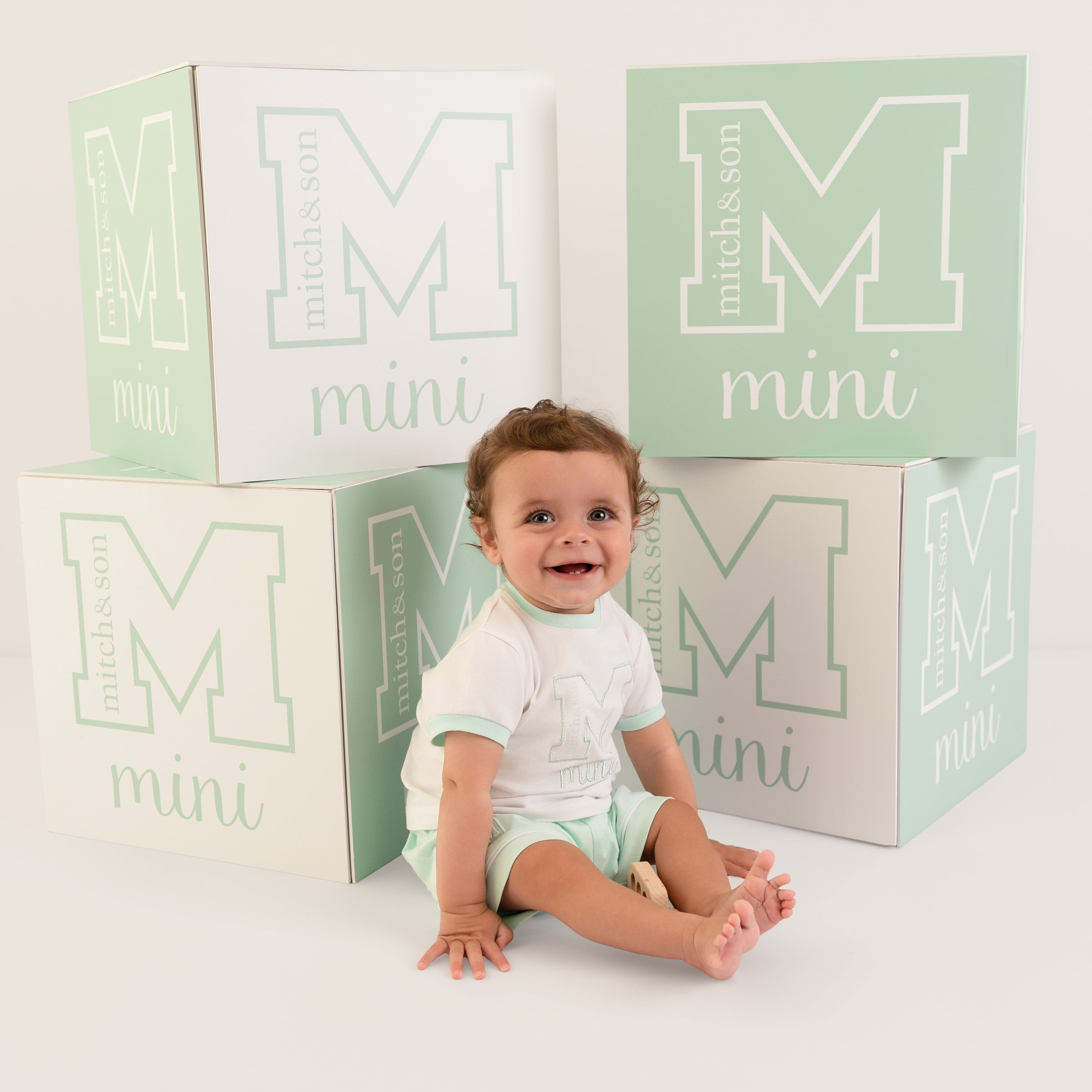 PREORDER SS26 Mitch & Son Mini NICO Green & White Logo Shorts Set