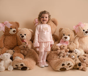 AW24 Little A GIGI Baby Pink Faux Fur Bear Short Set