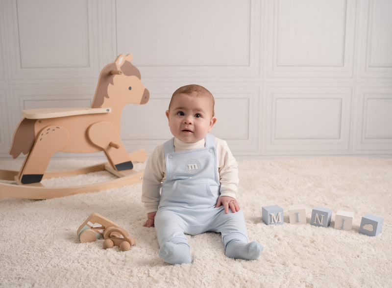 Mitch & Son Mini DREW Pale Blue Dungaree Set