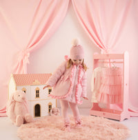 AW25 Little A KAIA Pink Hearts Bow Frill Coat