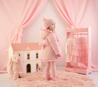 AW25 Little A KAIA Pink Hearts Bow Frill Coat