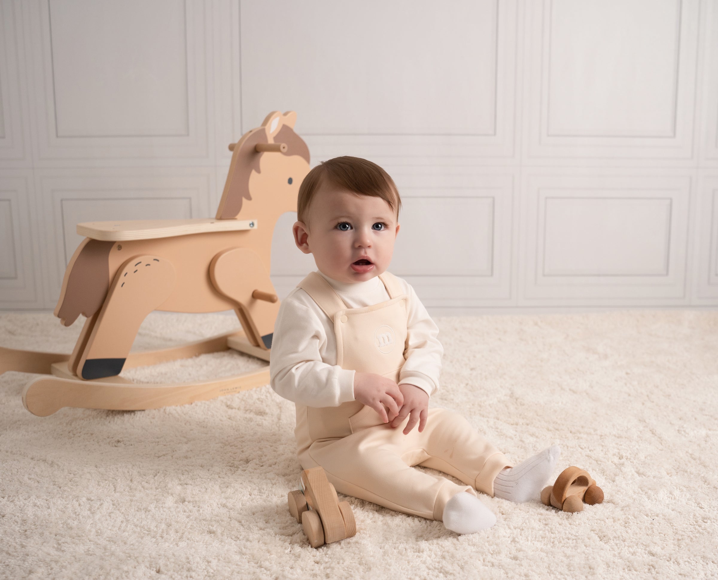 Mitch & Son Mini DREW Beige Dungaree Set