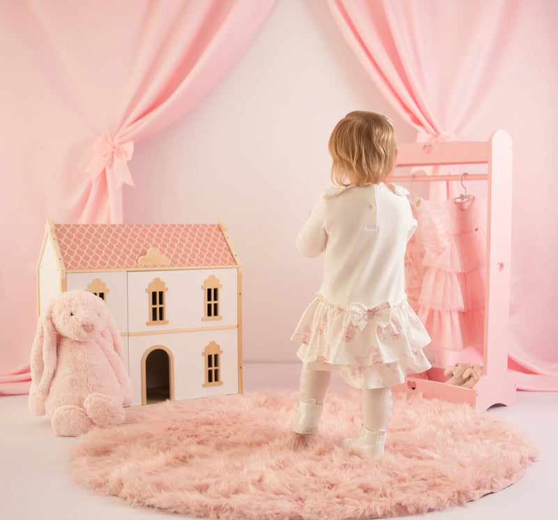 AW25 Little A JULIET White & Pink Cupcake Print Frill Dress