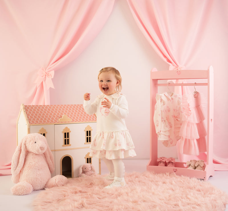 AW25 Little A JULIET White & Pink Cupcake Print Frill Dress