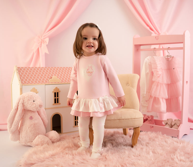 AW25 Little A JADE Pink & White Cupcake Print Leggings Set