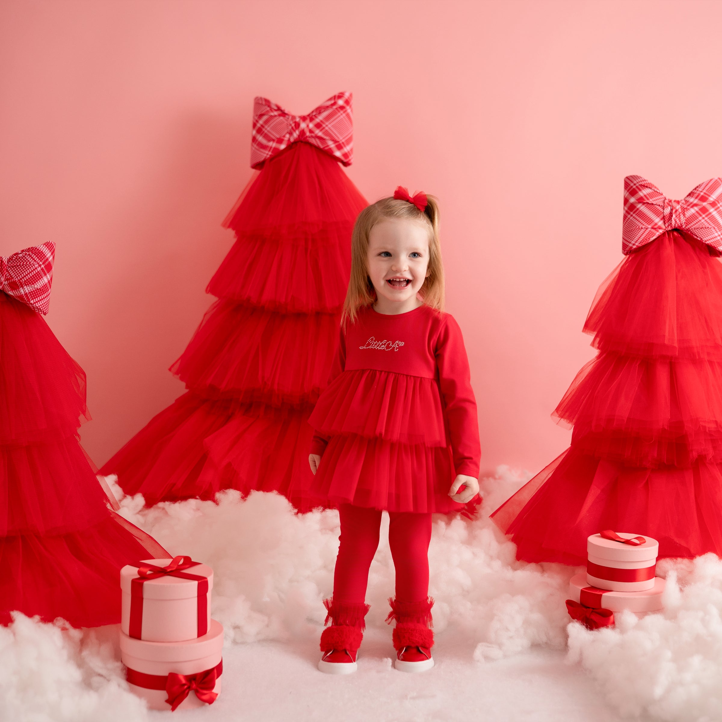PREORDER AW25 Little A KAYLA Red Tulle Leggings Set