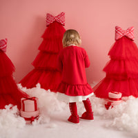 PREORDER AW25 Little A KATARINA Red & White Bow Logo Frill Dress
