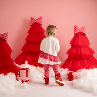 PREORDER AW25 Little A KIARA White & Red Bow Check Frill Leggings Set