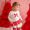 PREORDER AW25 Little A KIARA White & Red Bow Check Frill Leggings Set