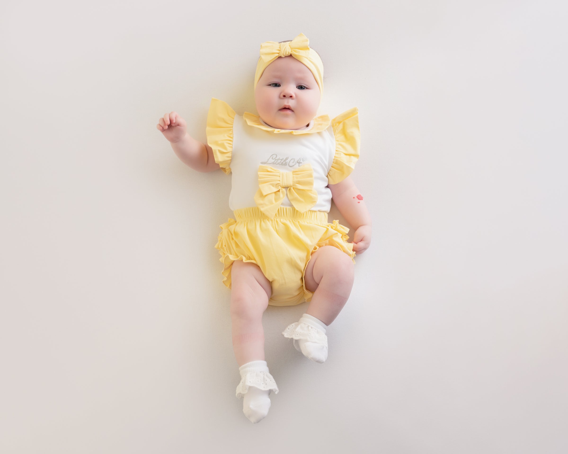 Little A JAZZY Lemon Cake Bow Frill Jam Pant Set