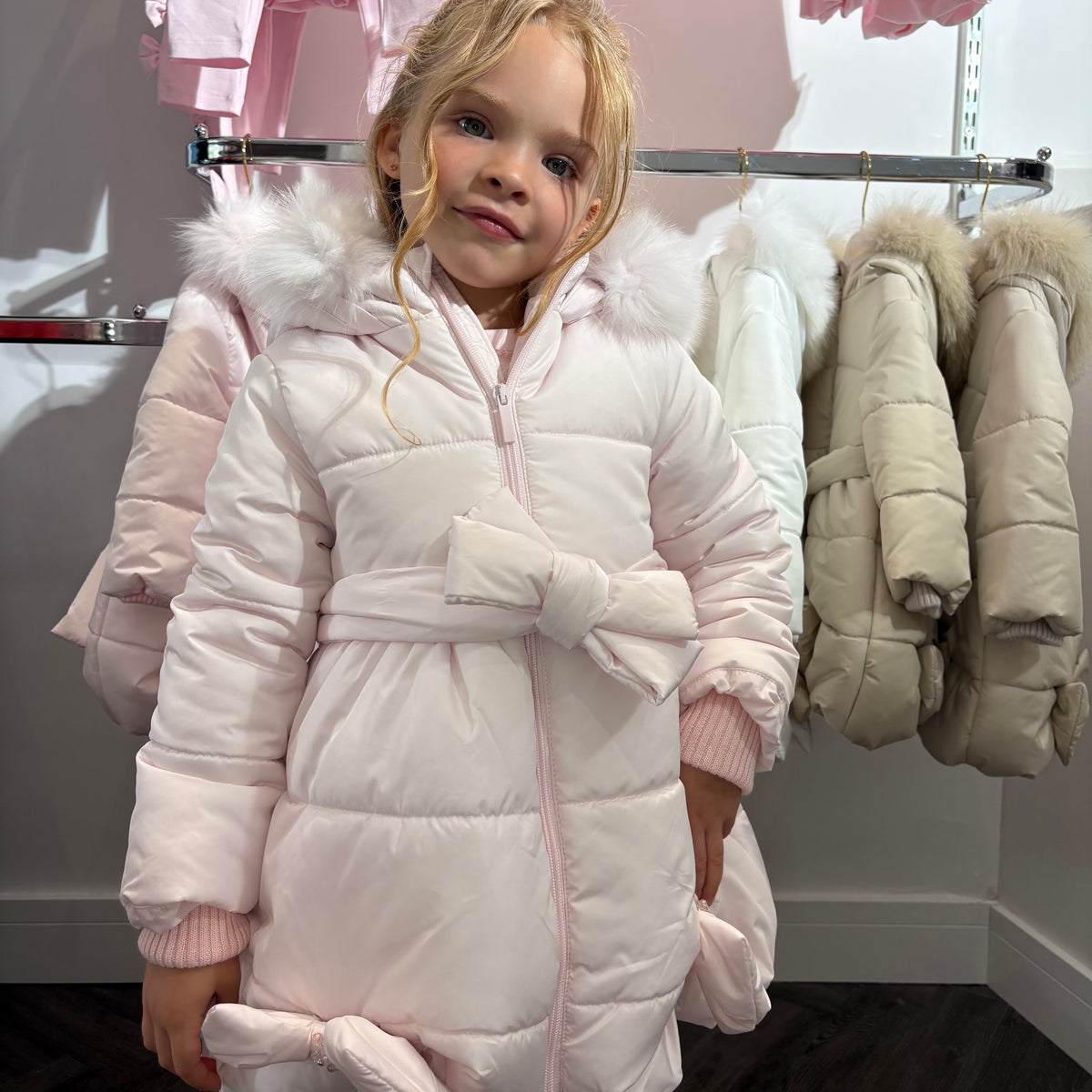 Bimbalo Girls Pink Puffball Fur Coat