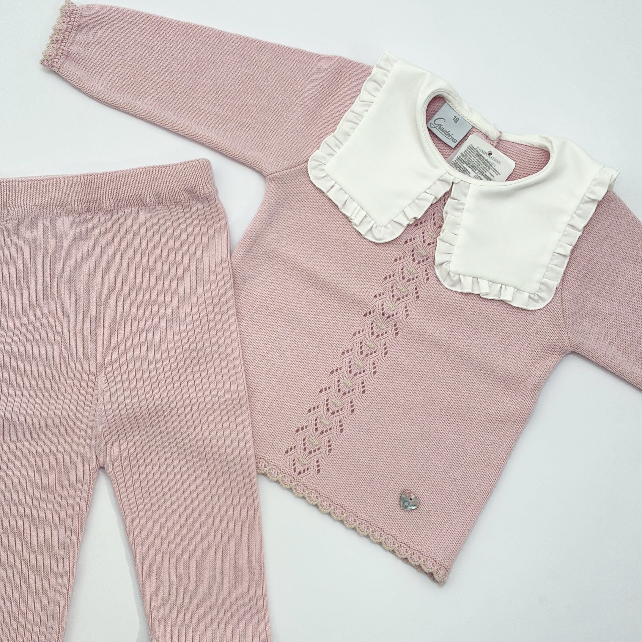 AW25 Granlei Pink Beige & White Frill Collar Leggings Set