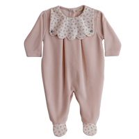 Baby Gi Peach Pink Velour Floral Scallop Babygrow