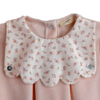Baby Gi Peach Pink Velour Floral Scallop Babygrow