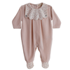 Baby Gi Peach Pink Velour Floral Scallop Babygrow