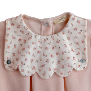 Baby Gi Peach Pink Velour Floral Scallop Babygrow