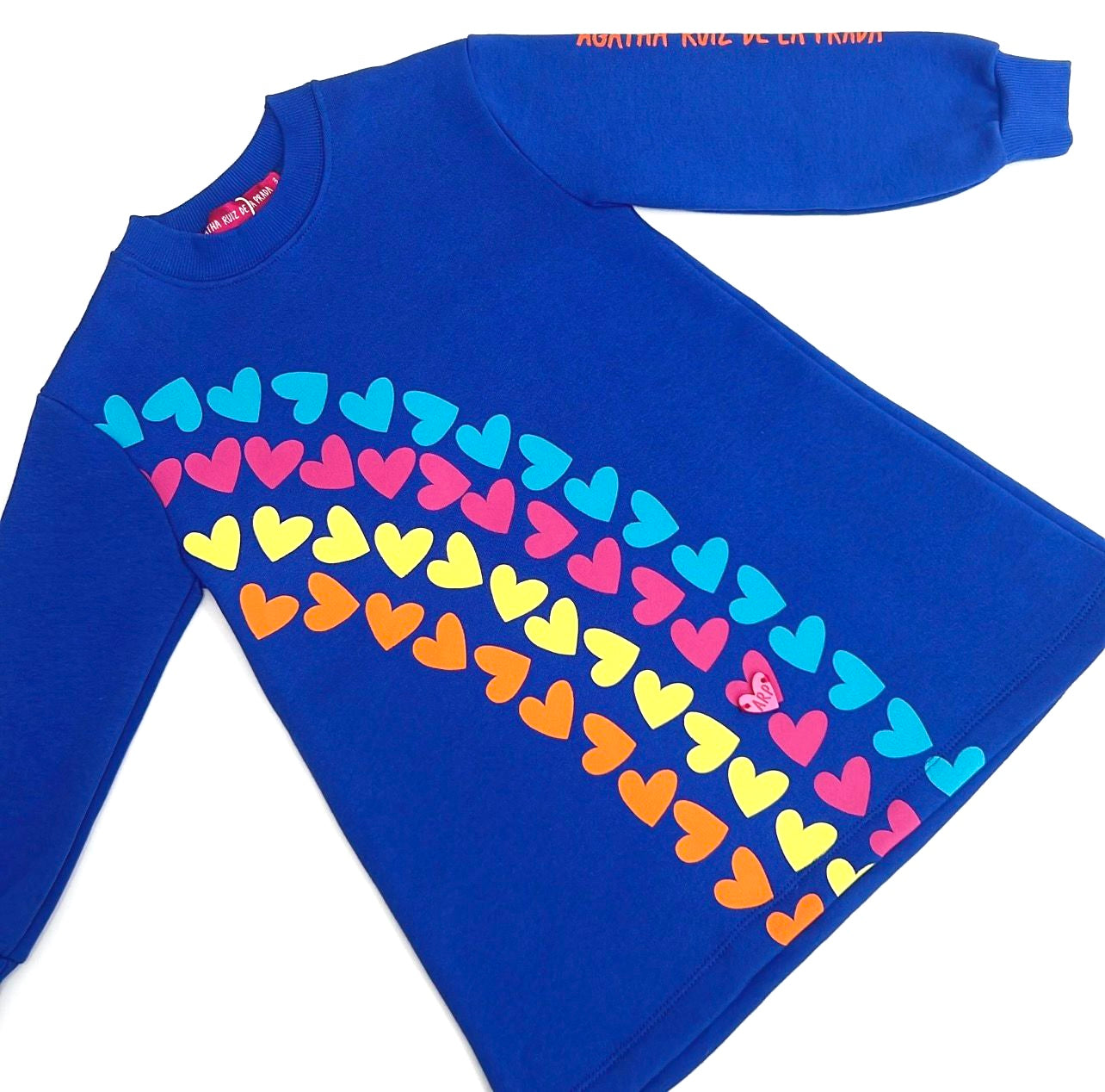 Agatha Ruiz De La Prada Junior Blue Multicoloured Hearts Dress